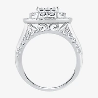 Womens 2 CT.T.W. Natural Diamond 10K or 14K White Gold Cushion Halo Bridal Set