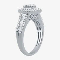 I Said Yes (H-I / I1) Womens 1 CT. T.W. Lab Grown White Diamond Sterling Silver or 14K Gold Over Side Stone Halo Bridal Set