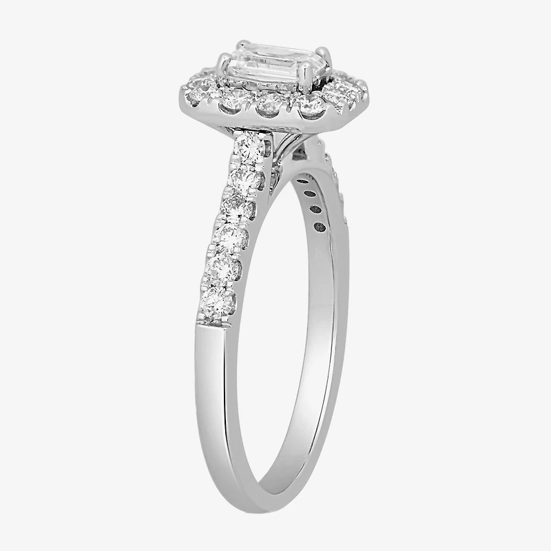 Signature By Modern Bride (H-I / Si2) Womens 1 CT. T.W. Lab Grown White Diamond 10K Gold Side Stone Halo Engagement Ring