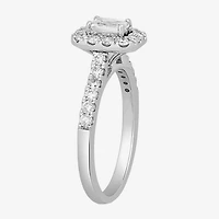 Signature By Modern Bride (H-I / Si2) Womens 1 CT. T.W. Lab Grown White Diamond 10K Gold Side Stone Halo Engagement Ring
