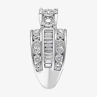 Womens 4 CT.T.W. Natural Diamond Gold Round Side Stone 3-Stone Engagement Ring