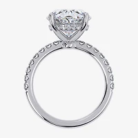 (G-H / Si1-Si2) Womens 5 1/2 CT. T.W. Lab Grown White Diamond 14K Gold Oval Side Stone Engagement Ring