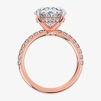 (G-H / Si1-Si2) Womens 5 1/2 CT. T.W. Lab Grown White Diamond 14K Gold Oval Side Stone Engagement Ring