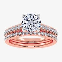 (H-I / Si2-I1) Womens 1 1/2 CT. T.W. Lab Grown White Diamond 10K or 14K Gold Round Side Stone Bridal Set