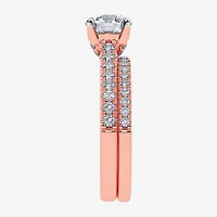 (H-I / Si2-I1) Womens 1 1/2 CT. T.W. Lab Grown White Diamond 10K or 14K Gold Round Side Stone Bridal Set