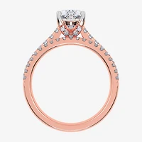 (H-I / Si2-I1) Womens 1 1/2 CT. T.W. Lab Grown White Diamond 10K or 14K Gold Oval Side Stone Bridal Set