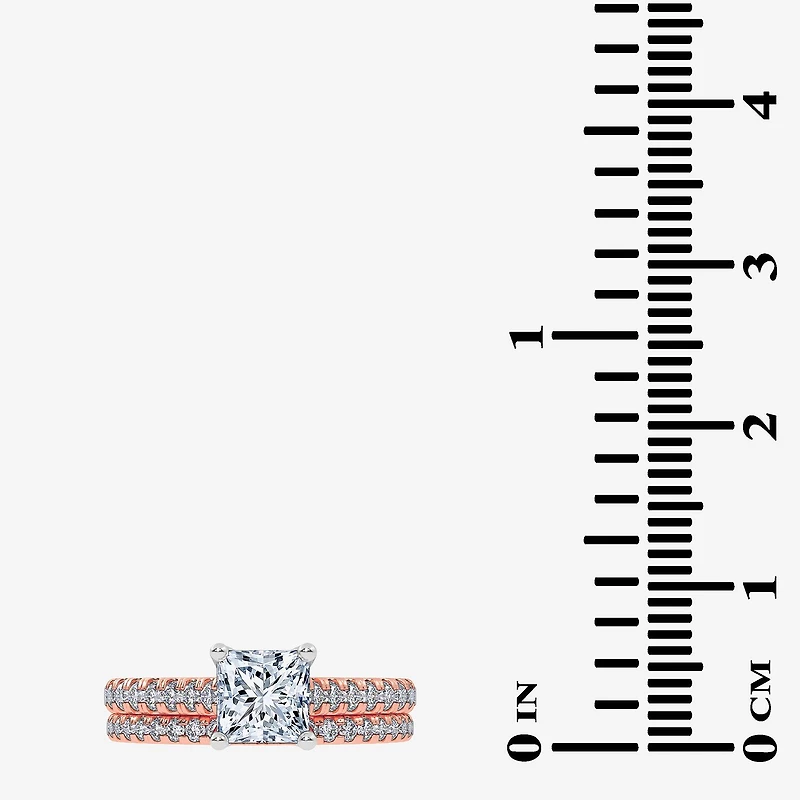 (H-I / Si2-I1) Womens 1 1/2 CT. T.W. Lab Grown White Diamond 10K or 14K Gold Side Stone Bridal Set