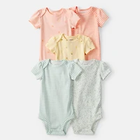 Carter's Baby Girls Round Neck Short Sleeve Rib Knit 5-pc. Bodysuit