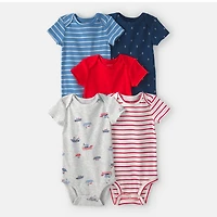 Carter's Baby Boys Round Neck Short Sleeve Rib Knit 5-pc. Bodysuit
