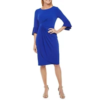 Connected Apparel Womens Round Neck 3/4 Sleeve Sheath Dress