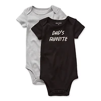 Okie Dokie Baby Unisex Crew Neck Short Sleeve Rib 2-pc. Bodysuit