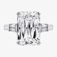 DiamonArt® Womens White Cubic Zirconia Sterling Silver Rectangular Engagement Ring