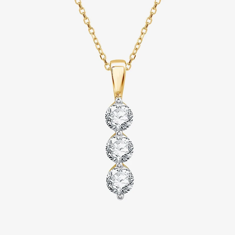 (G / Si1-Si2) Womens 1 CT. T.W. Lab Grown White Diamond 10K Gold 18 Inch Pendant Necklace