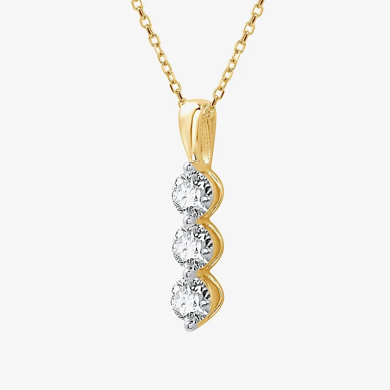 (G / Si1-Si2) Womens 1 CT. T.W. Lab Grown White Diamond 10K Gold 18 Inch Pendant Necklace