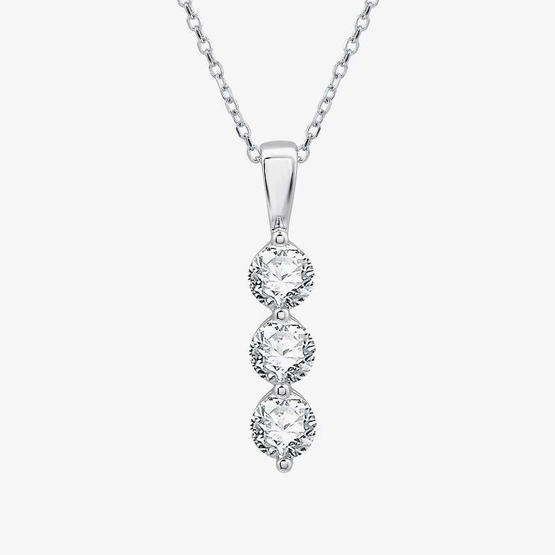 (G / Si1-Si2) Womens 1 CT. T.W. Lab Grown White Diamond 10K Gold 18 Inch Pendant Necklace
