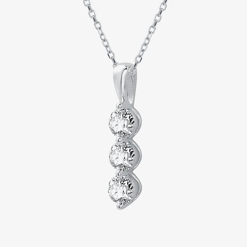 (G / Si1-Si2) Womens 1 CT. T.W. Lab Grown White Diamond 10K Gold 18 Inch Pendant Necklace