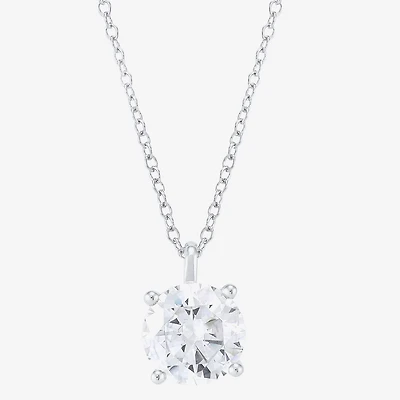 ( H-I/Si1-Si2 ) 2 CT. Lab-Grown Diamond 14K Gold Round 18 Inch Pendant Necklace