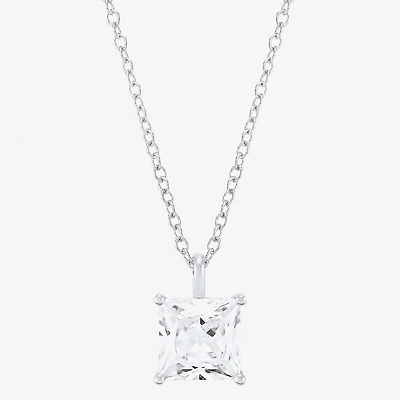 ( H-I/Si1-Si2 ) 2 CT. Lab-Grown Diamond 14K Gold Princess 18 Inch Pendant Necklace
