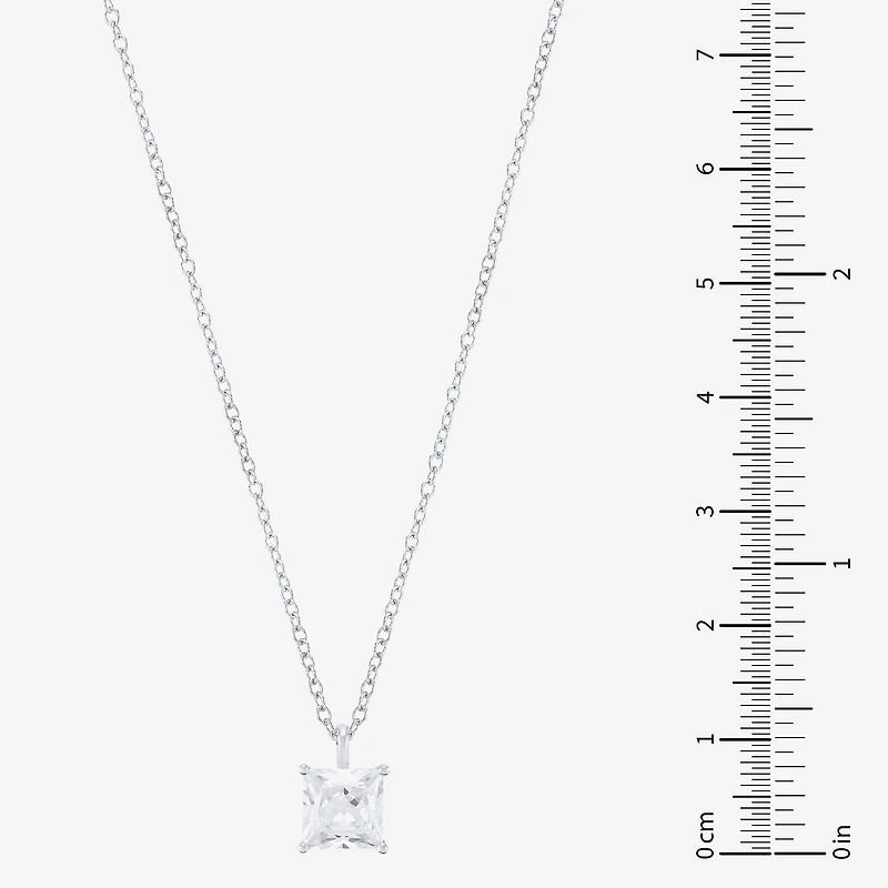( H-I/Si1-Si2 ) 2 CT. Lab-Grown Diamond 14K Gold Princess 18 Inch Pendant Necklace