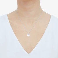( H-I/Si1-Si2 ) 2 CT. Lab-Grown Diamond 14K Gold Princess 18 Inch Pendant Necklace