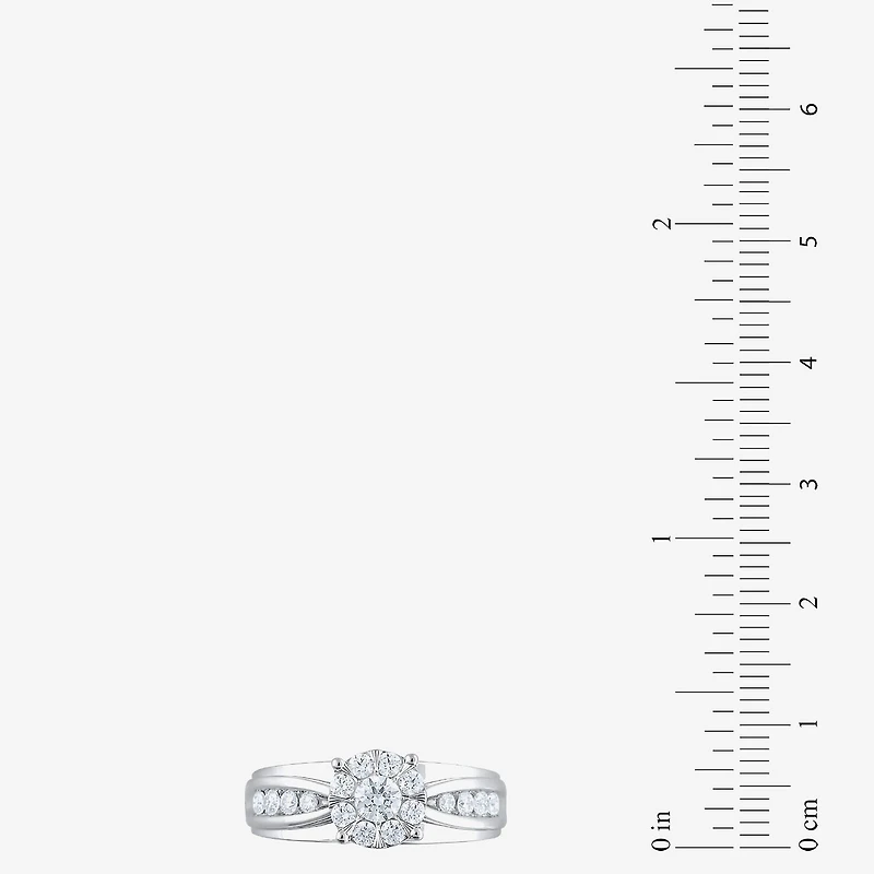 Womens 1 CT. T.W. Natural White Diamond 10K Gold Round Side Stone Bridal Set