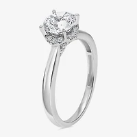 (I / I1) Womens 1 1/7 CT. T.W. Lab Grown White Diamond 10K Gold Round Halo Engagement Ring