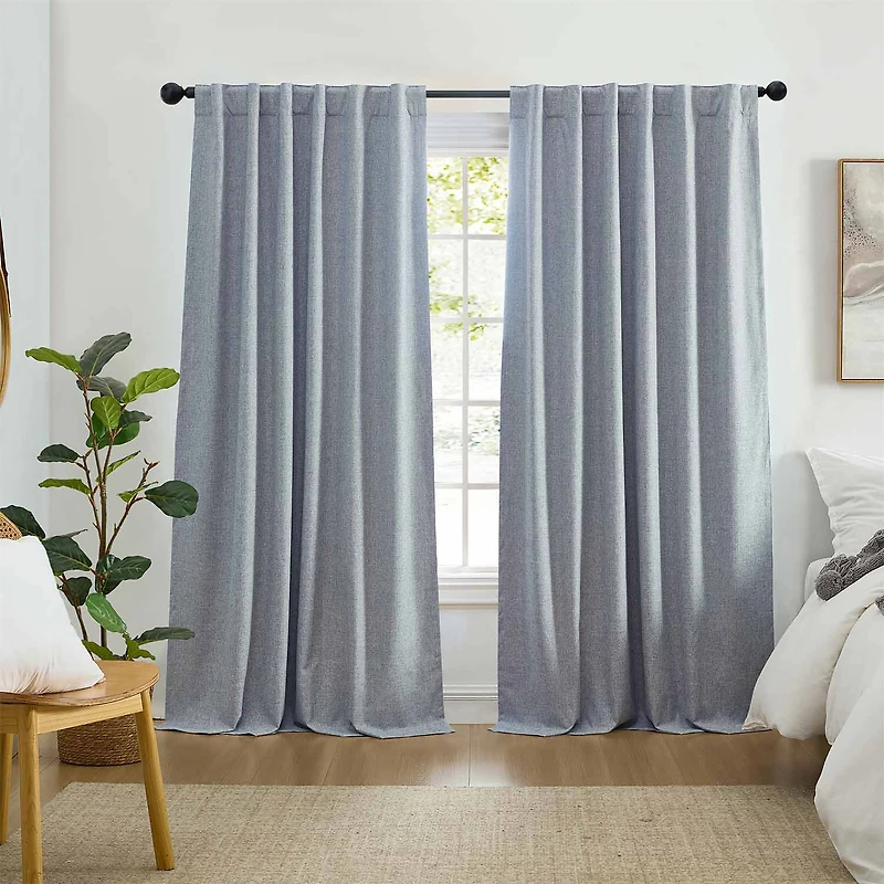 Threadmade Solace Rod Pocket Back Tab Energy Saving 100% Blackout Single Curtain Panel