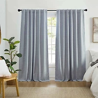 Threadmade Solace Rod Pocket Back Tab Energy Saving 100% Blackout Single Curtain Panel