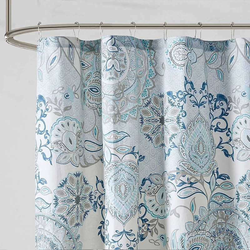 Madison Park Loleta Cotton Printed Shower Curtain