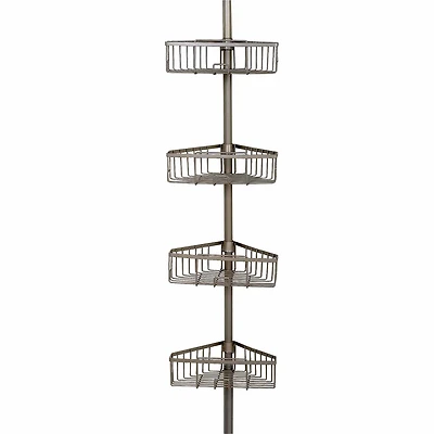 Zenna Home 4 Tier Stainless Steel Tension Pole Shower Caddy