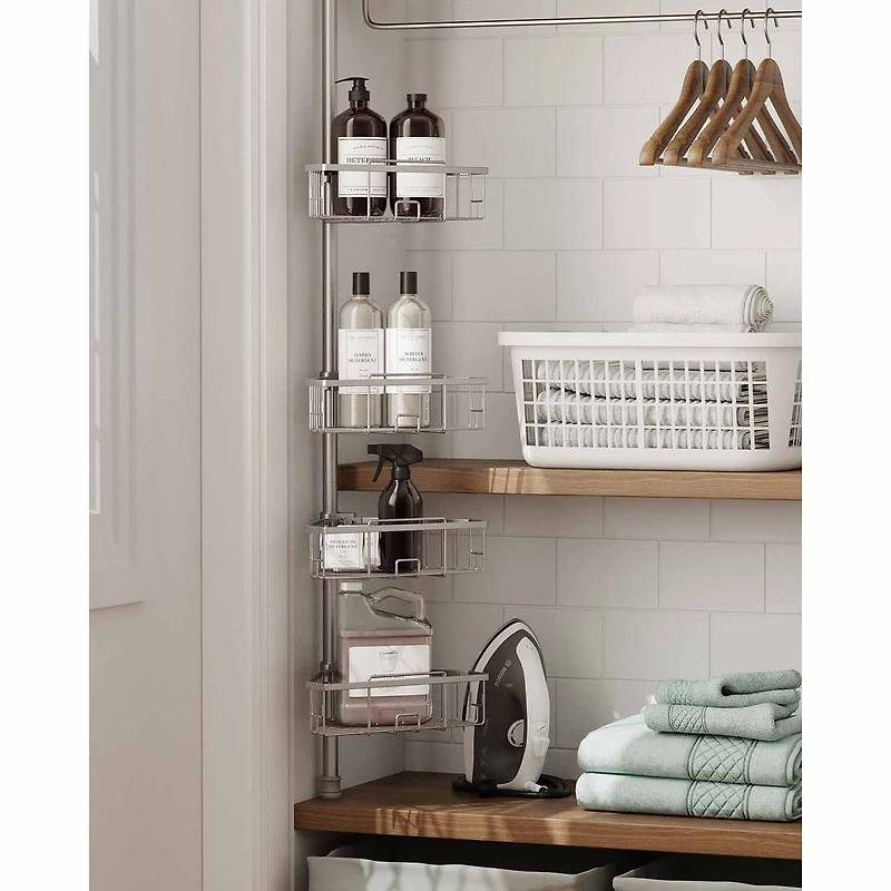Zenna Home 4 Tier Stainless Steel Tension Pole Shower Caddy