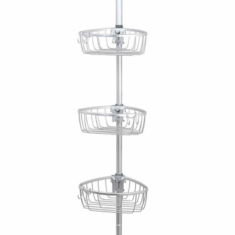 Zenna Home 3 Tier Aluminum Tension Pole Shower Caddy