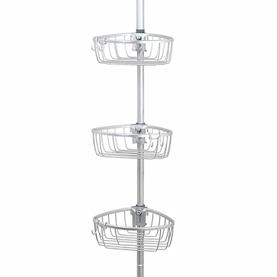 Zenna Home 3 Tier Aluminum Tension Pole Shower Caddy