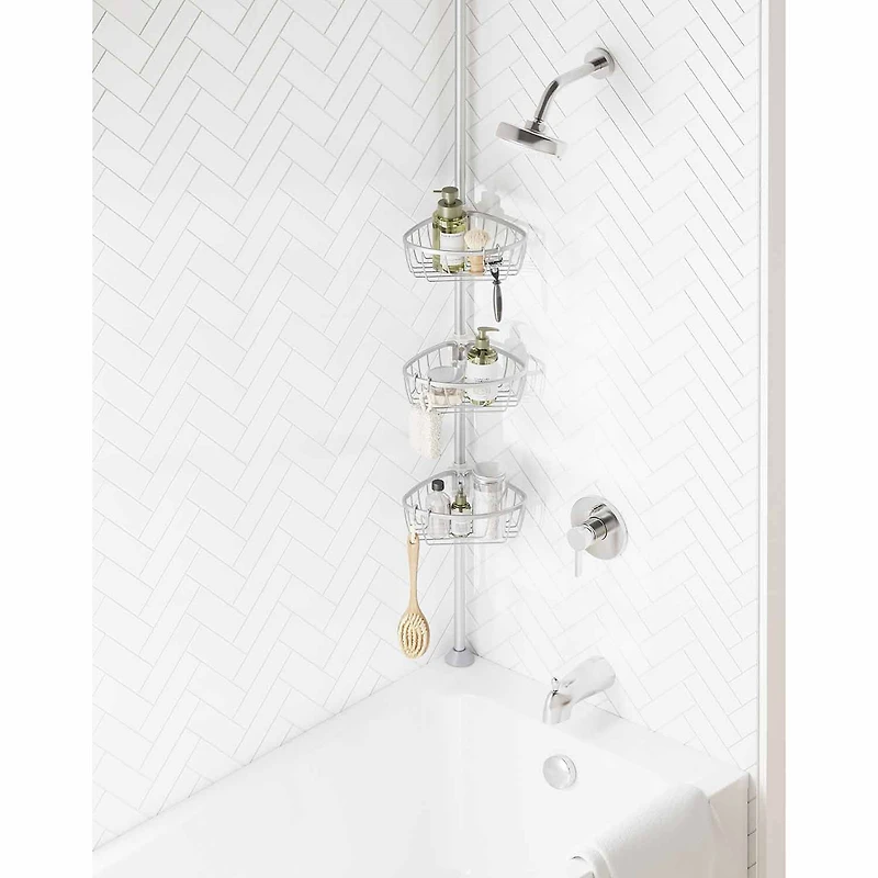 Zenna Home 3 Tier Aluminum Tension Pole Shower Caddy