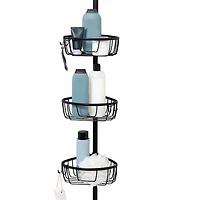 Zenna Home 3 Tier Aluminum Black Tension Pole Shower Caddy