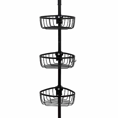 Zenna Home 3 Tier Aluminum Black Tension Pole Shower Caddy