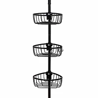 Zenna Home 3 Tier Aluminum Black Tension Pole Shower Caddy