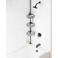Zenna Home 3 Tier Aluminum Black Tension Pole Shower Caddy