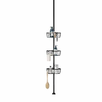 Zenna Home 3 Tier Aluminum Black Tension Pole Shower Caddy