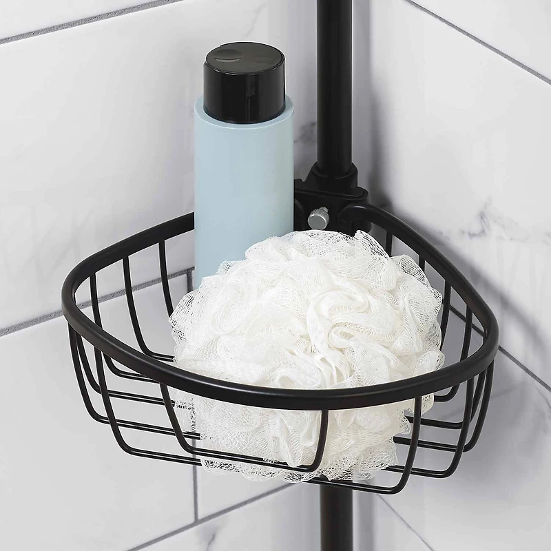Zenna Home 3 Tier Aluminum Black Tension Pole Shower Caddy