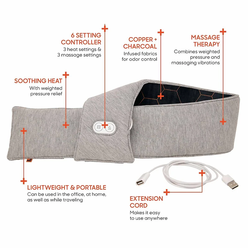 Sharper Image Calming Neck Wrap with Copper and Charcoal