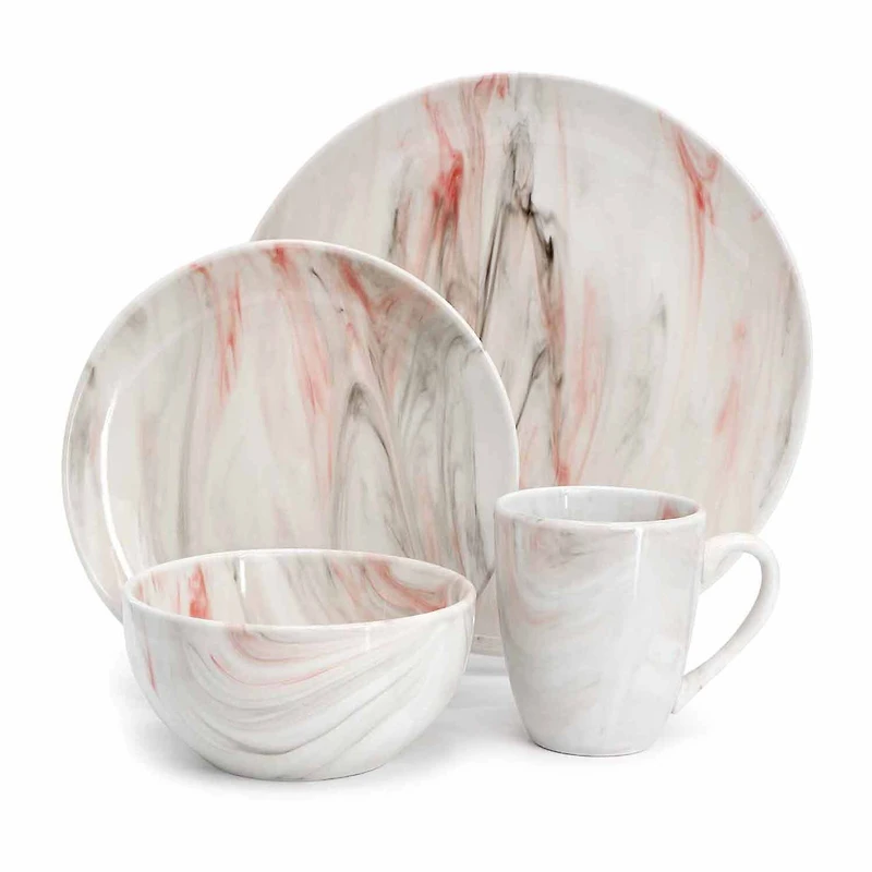 Elama Fine Marble 16-pc. Porcelain Dinnerware Set