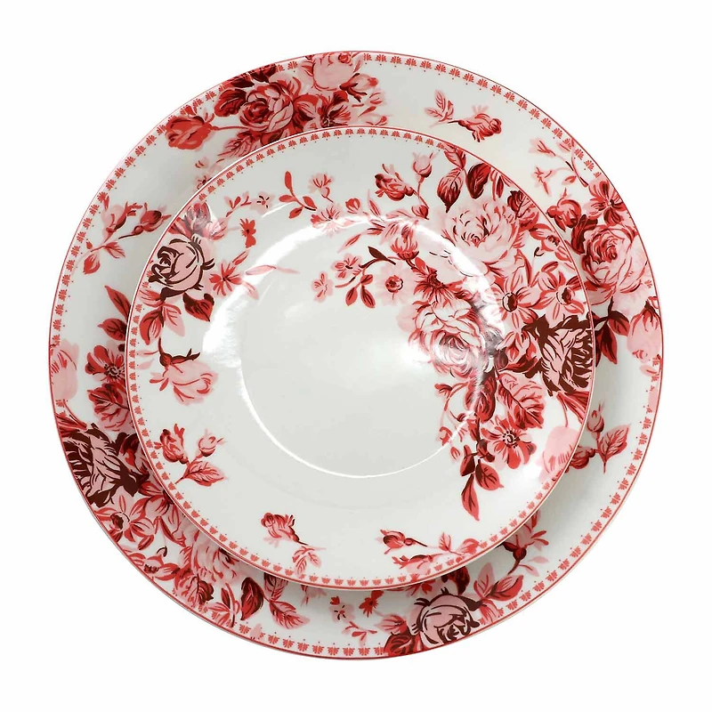 Elama Traditional Rose 16-pc. Stoneware Dinnerware Set