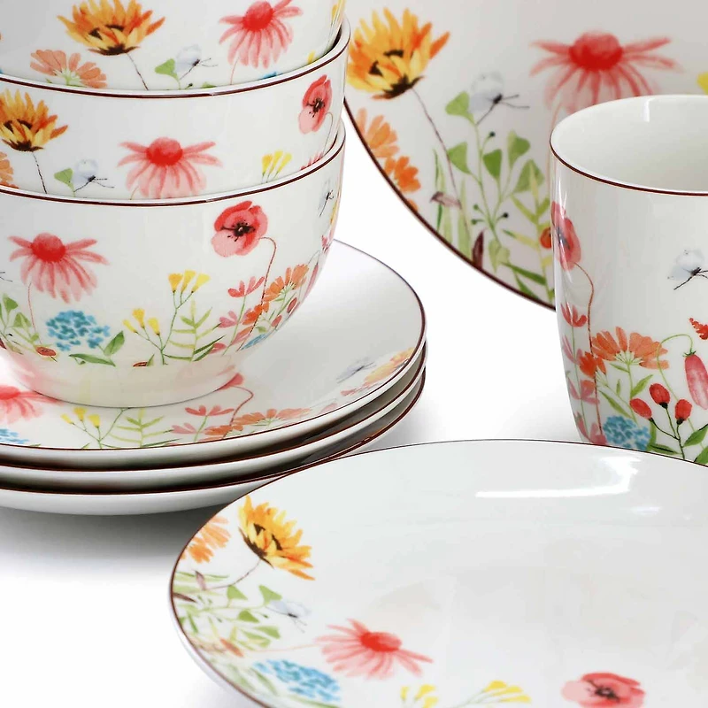 Elama Wildflower Meadow 16-pc. Stoneware Dinnerware Set