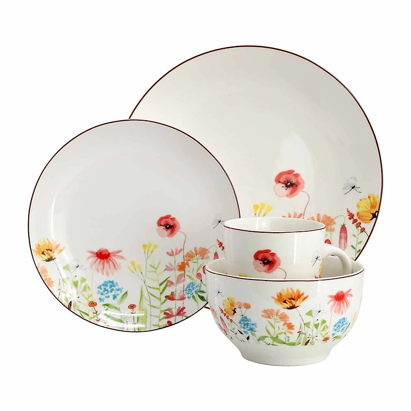 Elama Wildflower Meadow 16-pc. Stoneware Dinnerware Set