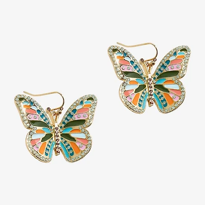 Bijoux Bar Gold Tone Womens Butterfly Drop Earrings