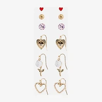 Arizona Gold Tone Womens Flower Heart 6 Pair Earring Set