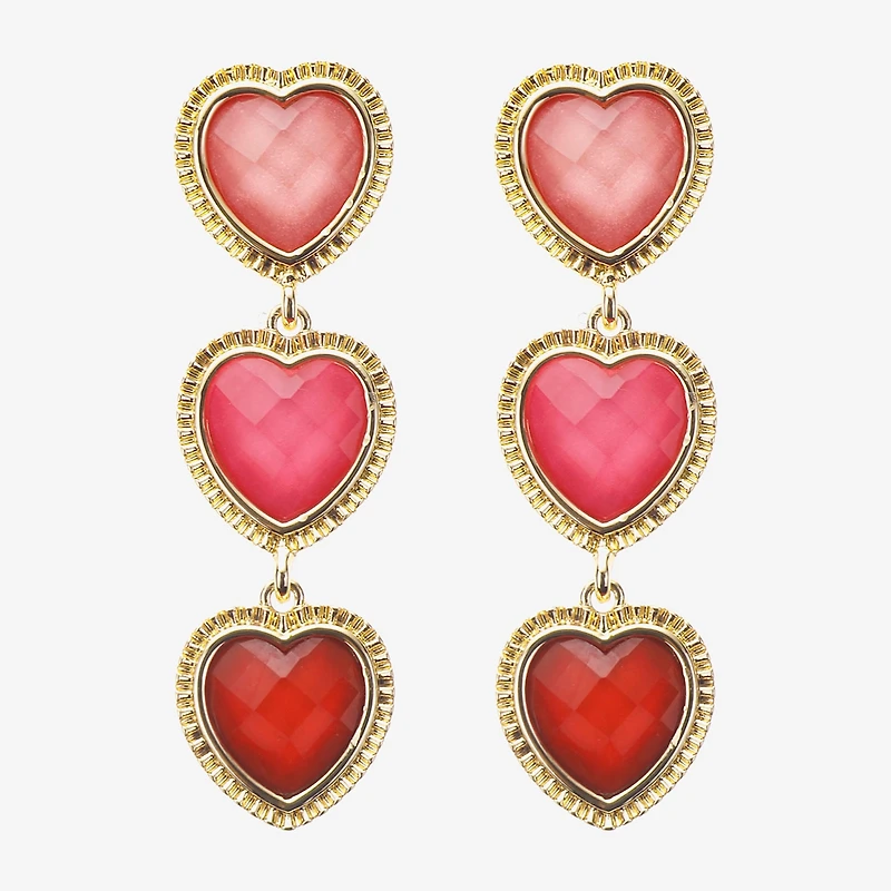 Bijoux Bar Gold Tone Womens Heart Drop Earrings