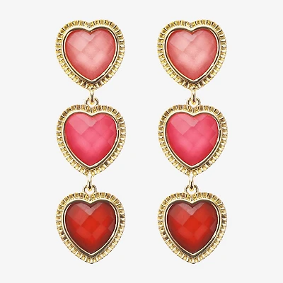 Bijoux Bar Gold Tone Womens Heart Drop Earrings