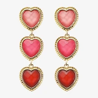 Bijoux Bar Gold Tone Womens Heart Drop Earrings